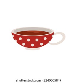 Tubo rojo y blanco con bebida caliente de invierno ilustración vectorial plana. Taza de té caliente con fondo blanco. concepto de vacaciones de Navidad, otoño o invierno