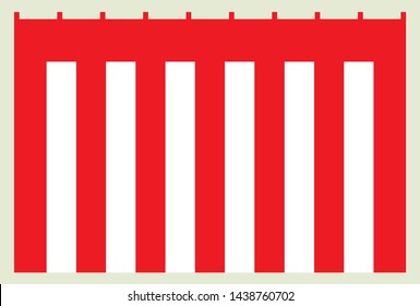 Red and white curtain for Landscape format 
