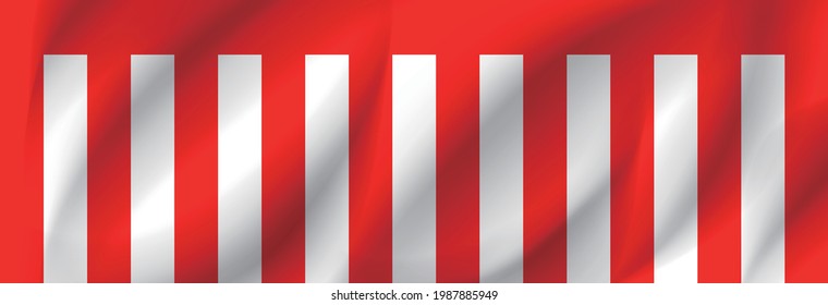 Cortina roja y blanca. Ilustración vectorial.