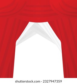 Red and white curtain. vector illustration