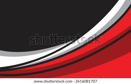 Red and white curved stripes racing background for car wrap decal