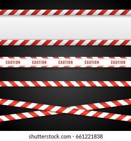 Red and white danger tapes. Caution lines isolated on white. Vector illustration