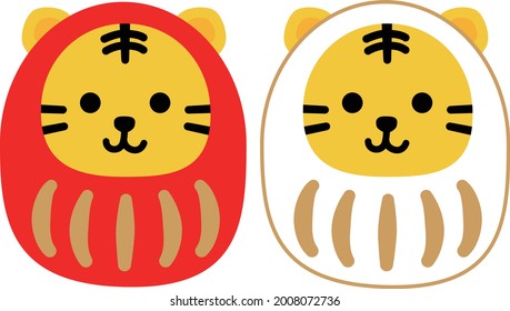 Rot-Weiß Daruma tiger.Daruma wird traditionell von Japanern als Talisman geliebt.