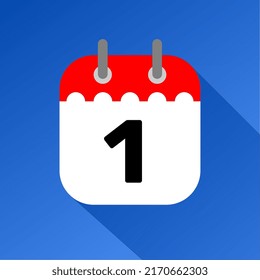 rotes und weißes Datum 1 Wandkalender mit blauem Hintergrund