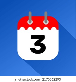 red and white date 3 wall calendar with blue background