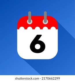 red and white date 6 wall calendar with blue background