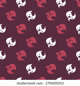 Red and white devils vector illustration spooky seamless pattern