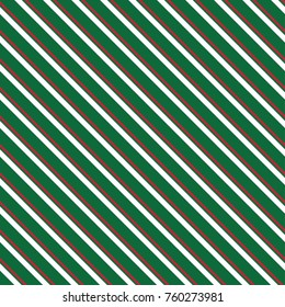Red and white diagonal line Christmas seamless pattern on green background,  for gift wrapping paper