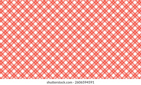 Red and white diagonal plaid background. Checkered seamless pattern.