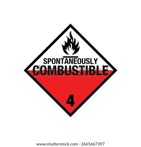 Red and white diamond placard indicating spontaneous combustion hazard