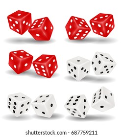 red and white dice on a white background