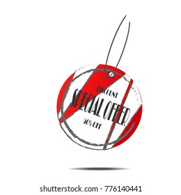 red and white Discount special offer sticker label price tag