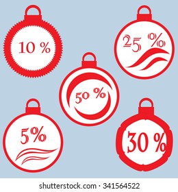 Red and white discount stickers set
