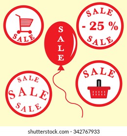 Red and white discount stickers set