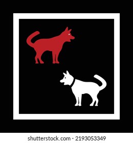 Red and white dog animal logo 