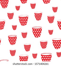 red and white dots cup seamless repeat pattern