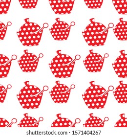 red and white dots sucer bowl seamless repeat