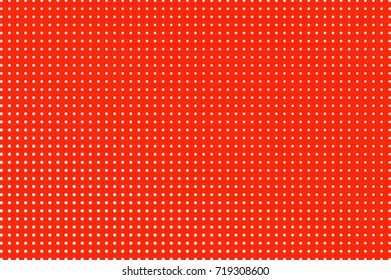 Red and white dotted halftone vector background. Polka dot rectangle pattern. Simple halftone gradient. Retro banner template. Bright vintage dotted pattern. Abstract dotted backdrop. Pop art design