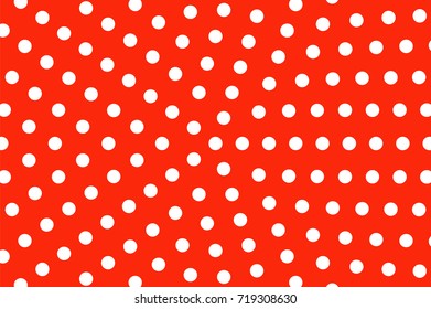 Red and white dotted halftone vector background. Big polka dot round pattern. Simple halftone ornament. Retro banner template. Bright vintage dotted pattern. Abstract dotted backdrop. Pop art design