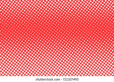 Red and white dotted halftone vector background. Vivid halftone banner template. Vintage dotted pattern. Abstract dotted backdrop. Pop art design. Grungy halftone texture