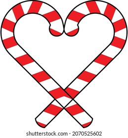 red white double heart sugarcane
