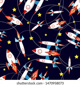red and white drawn rackets with yellow stars on a dark blue background
