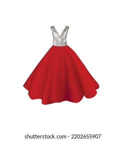 Red and white dress, vector