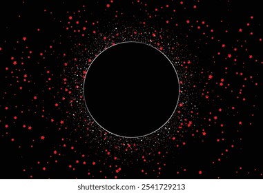 roter und weißer Staubhintergrund mit schwarzen Kreisen