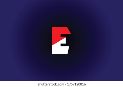 Letra roja y blanca en E sobre el vector de fondo azul oscuro