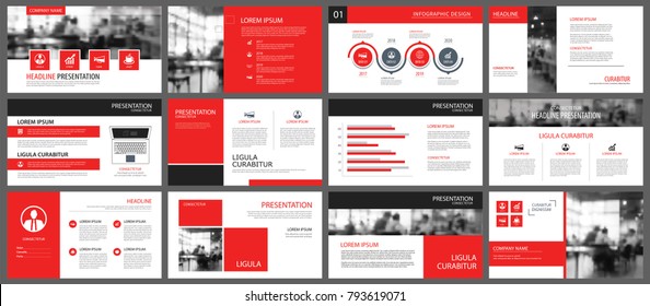 Red And White Element For Slide Infographic On Background. Presentation Template. Use For Business Annual Report, Flyer, Corporate Marketing, Leaflet, Advertising, Brochure, Modern Style. 