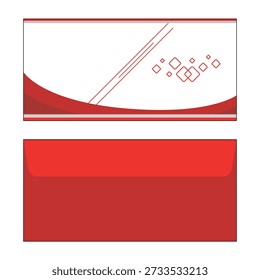 Red and white envelope mockup design with clean modern style for business stationery branding,