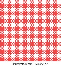 Rot-weiß modisches Zellmuster, nahtlose Textur. Vector Illustrationen sind geeignet für Servietten, Decken und Tischdecken, für Hemden und Kleider