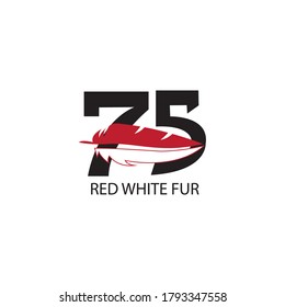red white feather icon illustration logo design vector
