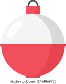 Red and White Fishing Bobber Float Flat Illustration Isolated on White Background