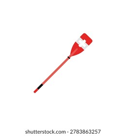 Red and white fishing float on a plain background, isolated vector illustration of a fishing bobber or cork used for fishing, outdoors and recreation.