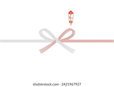 Red and white five-piece Mizuhiki knot cut (bow knot) Noshi paper (paper used to wrap gifts in Japan)