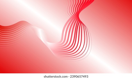 red white red flag color gradient background abstract wavy technology lines