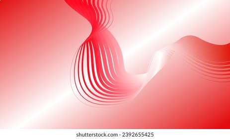 red white red flag color gradient background abstract wavy technology lines