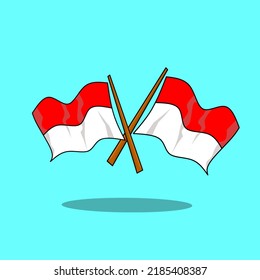 red and white flag crossed on turquoise background