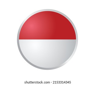 Red and white flag design inside a circle