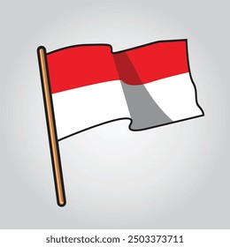 a red and white flag fluttering vector