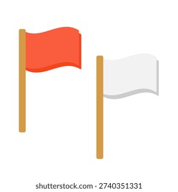 Red and white flag illustration set