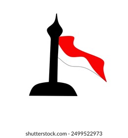 Red and white flag isolated with white background 