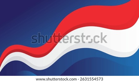 Red and white flag on blue background