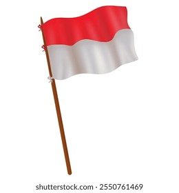Red and white flag ribbon elements designed for Indonesia Independence Day celebrations. Republic of Indonesia.