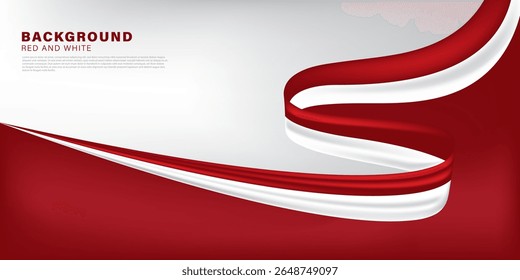 red and white flag theme background, independence day celebration design elements