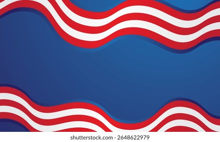 Red and white flag waving on blue background