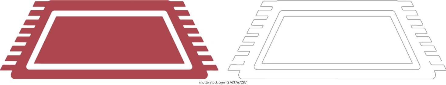 Red and white floor mat and outline symbol