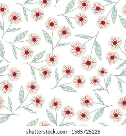Red and white flower seamless pattern