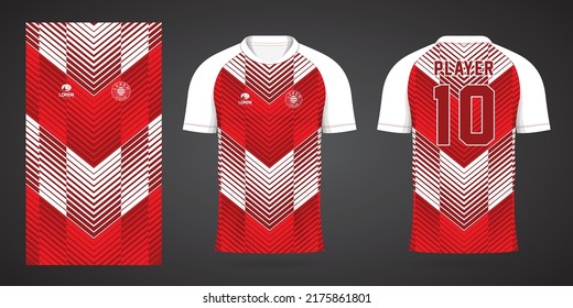 plantilla de diseño deportivo de jersey de fútbol blanco rojo